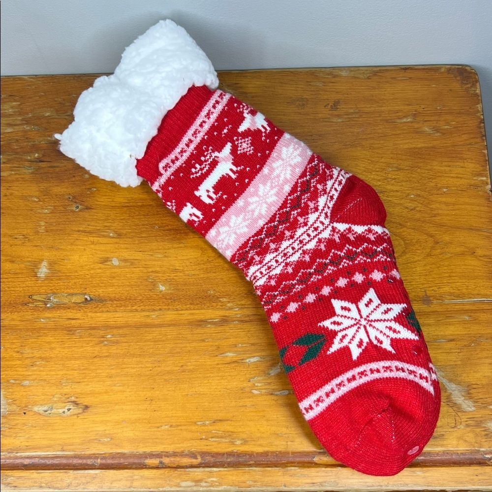 Red and White Holiday Knit Socks